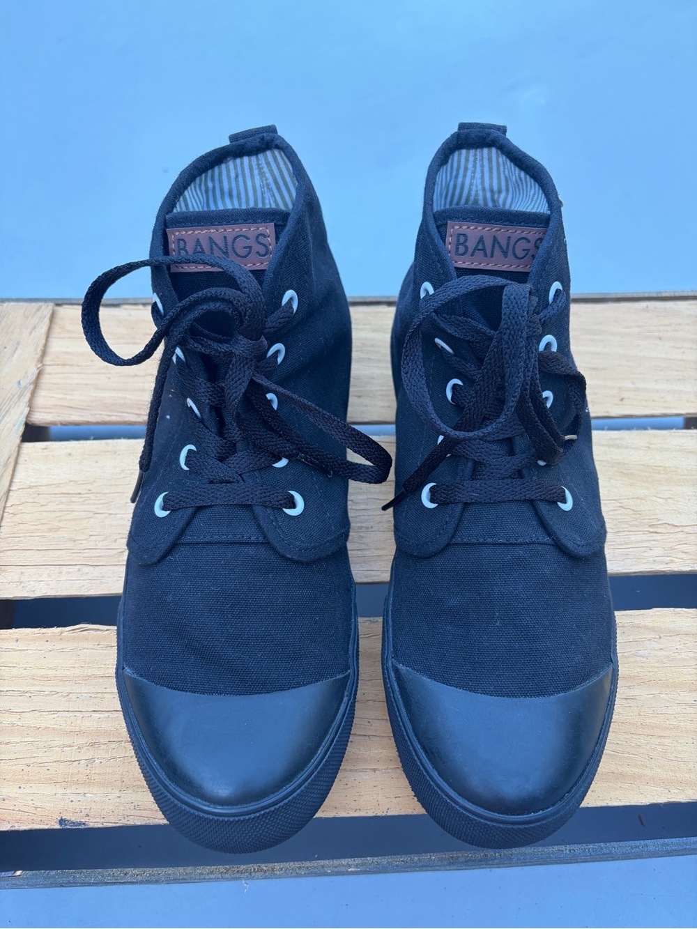 BANGS Black High-Top Canvas Sneakers with embroidered planets